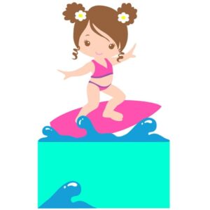 Kit C/ 5 Arquivos De Corte: Topo De Bolo Surfista Menina 001