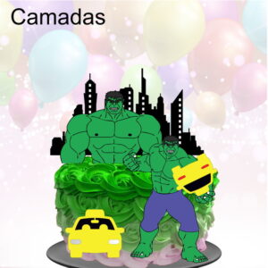 Kit com 5 arquivos de corte 04-HULK TOPO DE BOLO CAMADAS