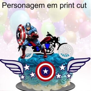Kit com 5 arquivos de corte 06-CAPITÃO AMÉRICA TOPO BOLO