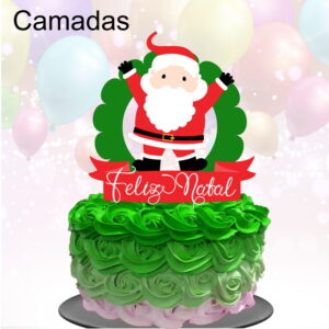 Kit com 5 arquivos de corte: 107-NATAL TOPO DE BOLO CAMADAS