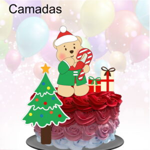 Kit com 5 arquivos de corte: 112-NATAL TOPO DE BOLO CAMADAS