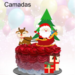 Kit com 5 arquivos de corte: 116-NATAL TOPO DE BOLO CAMADAS