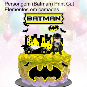 Kit com 5 arquivos de corte 13-BATMAN TOPO DE BOLO