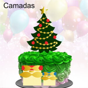 Kit com 5 arquivos de corte: 96-NATAL TOPO DE BOLO CAMADAS