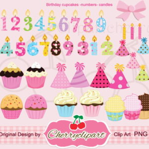 Kit digital aniversário, cupkakes e números