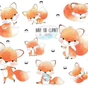 Kit digital aquarelado raposinha