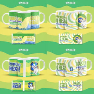 Kit Digital Sublimação Caneca Copa Hexa - 09 Artes Jpg