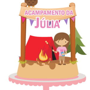 Leve + 1 - Arquivo de Corte - Topo de Bolo Acampamento