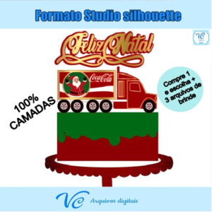 M109- Arquivo de corte Topo de bolo Natal Coca Cola