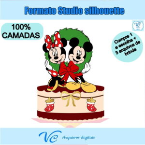 M117- Arquivo Corte Topo de bolo Mickey e Minnie Natal -01