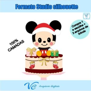 M119- Arquivo Corte Topo de bolo Mickey baby Natal -03