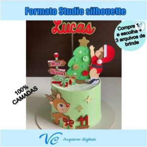 M124- Arquivo de corte Topo de bolo Natal bebe -03- STUDIO