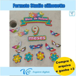 M154- Arquivo de corte Topo de Bolo Carnaval Mascaras 04