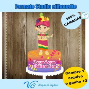 M166- Arquivo de corte Topo de Bolo Carnaval Baianas