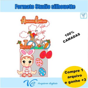 M198- ARQUIVO DE CORTE TOPO DE BOLO COELHINHO DA PASCOA BEBÊ