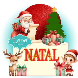M208 - Topo de Bolo Natal Fofo - Papai Noel