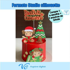 M81- Arquivo de corte Topo de bolo Natal Menina STUDIO