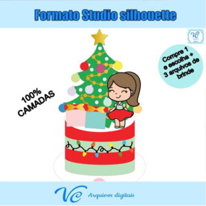 M82- Arquivo de corte Topo de bolo Natal Menina 02-STUDIO