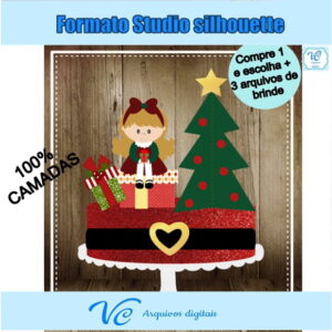 M87- Arquivo de corte Topo de bolo Natal Menina 05 STUDIO