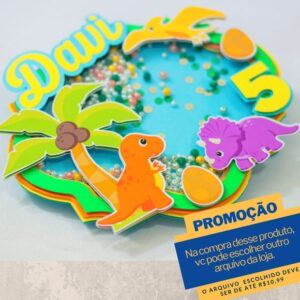 Studio/pdf Arquivo de Corte Shaker Topo de Bolo Dinossauros