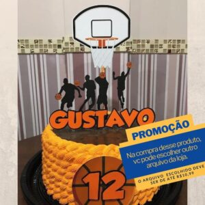 Studio/pdf Arquivo de Corte Topo de Bolo Basquete