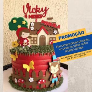 Studio/pdf Arquivo de Corte Topo de Bolo Chapeuzinho -003