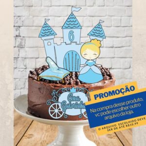 Studio/pdf Arquivo de Corte Topo de Bolo Cinderela