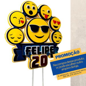 Studio/pdf Arquivo de Corte Topo de Bolo Emoji