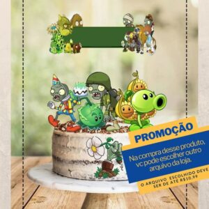 Studio/pdf Arquivo de Corte Topo de Bolo Plants Vs Zombie