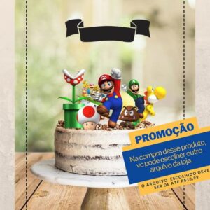 Studio/pdf Arquivo de Corte Topo de Bolo Super Mario Brós