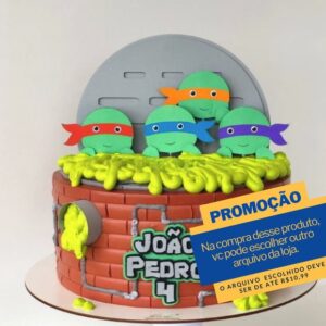 Studio/pdf Arquivo de Corte Topo de Bolo Tartarugas Ninja