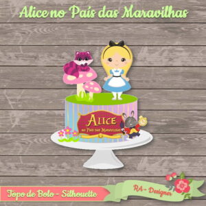 Topo de Bolo Alice no País das Maravilhas