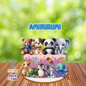 Topo de Bolo Amigurumi Arquivo de Corte Studio/pdf/png