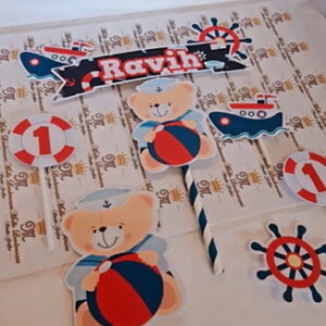 Topo de bolo Arquivo de Corte Silhouette Urso Marinheiro