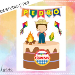 Topo de Bolo Arraiá Arquivo de Corte Studio/pdf
