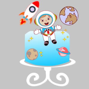 Topo de Bolo Astronauta em Camadas - Arquivo de corte