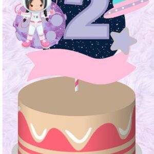 Topo de Bolo Astronauta Rosa + 4 Arquivos a Sua Escolha