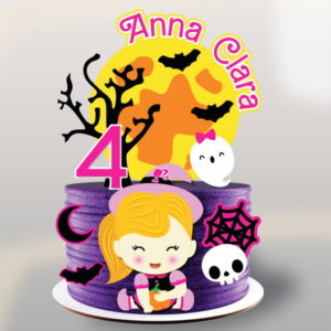 Topo de Bolo Halloween Menina Arquivo de Corte