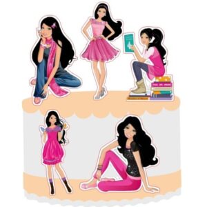 Topo de Bolo Barbies Morenas + 4 Arquivos a Sua Escolha