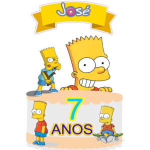 Topo de Bolo Bart Simpsons + 4 Arquivos a Sua Escolha