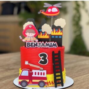 Topo de Bolo Bombeiros - Arquivo de Corte Silhouette