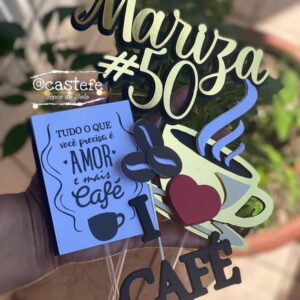 Topo de Bolo Café em 3d - Arquivo Digital