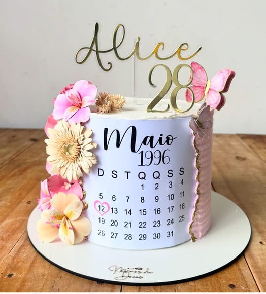 Arquivo de Corte Topo de Bolo Calendário com Flor Realista3d - Imagem 3