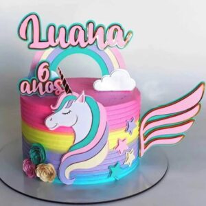 Topo de Bolo Camadas Unicórnio Meninas Arquivo de Corte