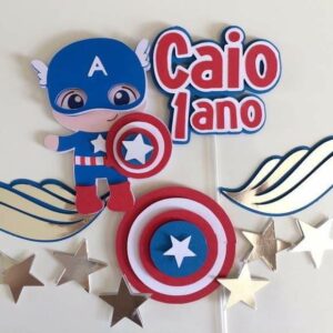 Topo de Bolo Capitão América (arquivo Digital)
