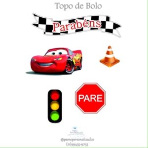 Topo de Bolo Carros com Nome - Arquivo Digital
