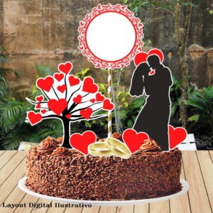 Topo de Bolo Casamento Silhoueta - 0605 Arquivo Digital
