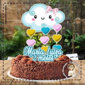 Topo de Bolo Chuva de Amor - 0660 Arquivo Digital