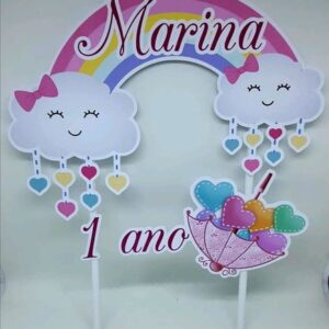 Arquivo de corte Digital - Topo de Bolo Chuva de Amor