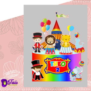 Topo de Bolo Circo 01 - Arquivo de Corte Studio e PDF